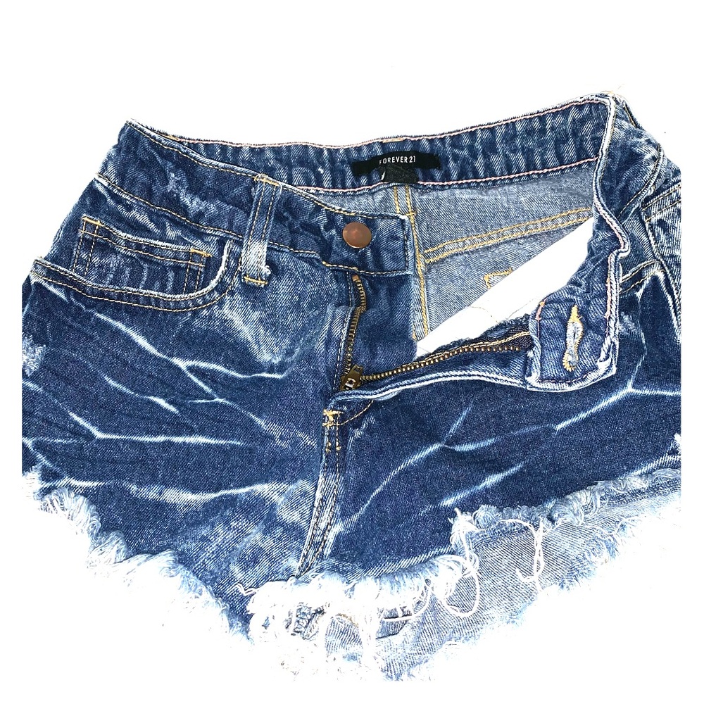 « Mid-Wash Denim Shorts » [ mid-high waist ]
